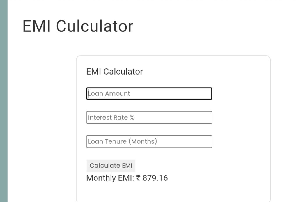 Free EMI Calculator