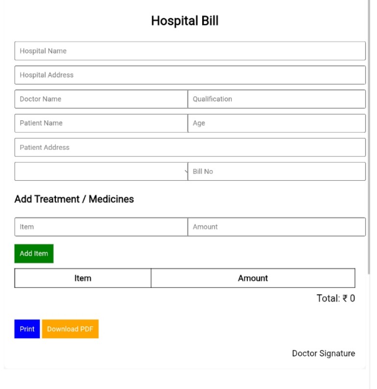 Hospital bill generator online 
